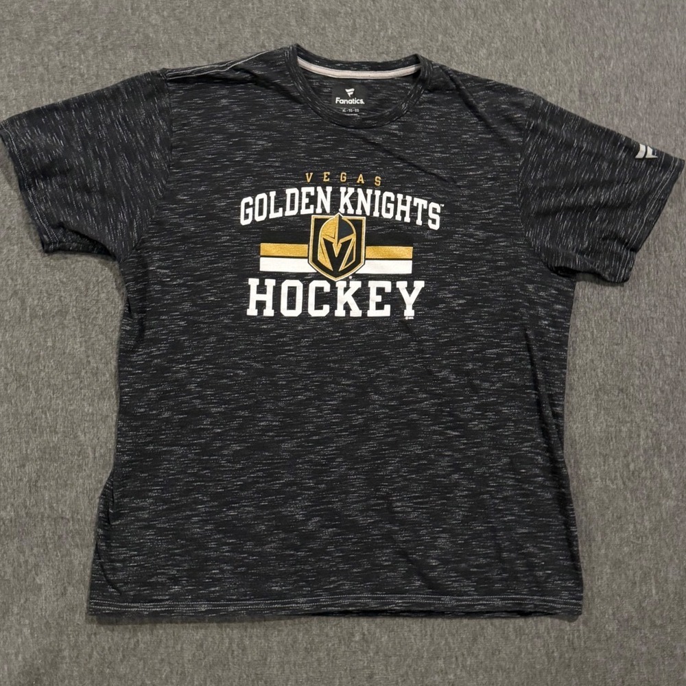 Fanatics Vegas Golden Knights Hockey T-Shirt Mens XL Gray Heather Space Dye Tee